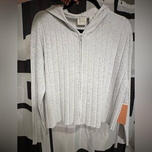 NWT Cyrus Gray Ribbed Zip-Up Hoodie Sweater - Size S (Fits M)